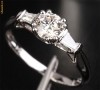 Inel logodna aur 14K BRILIANT 0.65ct + 2 DIAMANTE Baguette