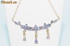 superb colier aur galben 14K cu tanzanite si diamante naturale