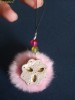 Charm breloc telefon handmade cookie fluffy roz/pink unicat