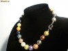 Set colier + bratara  perle rotunde mari colorate akoya diametru 1,4