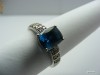 Superb inel aur alb 9 k ct  cu topaz si diamante