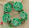 Bratara 925 silver plated cu Plastic Flower Czech Glass, L=18 cm