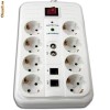 PRELUNGITOR PROTECTIE CU 8 PRIZE SCHUKO, 2xTV, 2xTEL/FAX/MODEM, 220V/16A, 3500W !