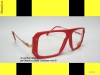 OCHELARI BE COOL PATRATI Aviator Rame cu  LENTILE TRANSPARENTE Culoare Rosie Rame Rosu Optice Nerd Geek pentru party stil vintage retro fashion funky