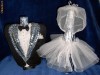 Decor pentru sticle sampanie set imbracaminte mire si mireasa - unicat