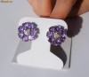 Cercei designer aur 14K, 8.4g, model clip ornati cu 9 CARATE AMETISTE si BRILIANTE !!!