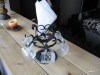 DEOSEBIT Set Vechi 6 Pahare Tuica Tarie Etc. + Suport Servetele provenienta Germania Sticla Metal sub forma de Halba Bere rustic baroc art deco veche
