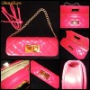 GEANTA ELEGANTA FASHION de DAMA firma CHANEL REPLICA PERFECTA model PLIC culoare ROZ  BOMBON LANT AURIU GENTI ELEGANTE FEMEI