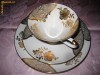 Set Bavaria Winterling Rosiau vechi de cafea din portelan cu flori si model auriu  pentru 1 persoana