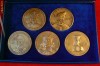 CONSTANTIN BRANCOVEANU, MIRCEA CEL BATRAN,ALEXANDRU LAPUSNEANU,VASILE LUPU, STEFAN CEL MARE , 5 MEDALII BRONZ , DIAMETRU 50 MM, IN CASETA LUX CATIFEA