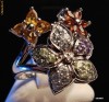 inel aur alb 10K cu diamant citrin granat topaz amethyst peridot (ISG)