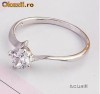 INEL deosebit FILAT IN AUR ALB de 14k (gold filled) cu piatra Swarovski ! SUPERB, cu o piatra SOLITAIRE foarte stralucitoare 5x5 mm!!! Marimea 7,5 US!