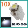 10 buc T5 B8.5D  5050 1SMD LED bord Pure White / alb  VW, OPEL , DAEWOO, ETC