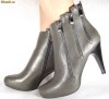 Botine dama/dame/femei gri casual cu toc (cod AM611)