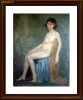 Pictura veritabila, tablou vechi in ulei pe panza - Nud relaxat - S.Mutzner