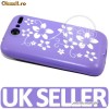 Husa/Carcasa Bumper TPU Silicon Gel-Floare alba pe fundal Mov- HTC Desire (La comanda)-Livrare Gratuita!