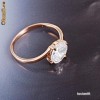 INEL deosebit FILAT IN AUR ROZ de 14k (gold filled) cu piatra Swarovski! SUPERB, cu o piatra SOLITAIRE foarte stralucitoare 8 mm x 6 mm! Marimea 7 US!