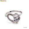 INEL deosebit FILAT IN AUR ALB de 14k (gold filled) model INIMI DUBLE cu pietre Swarovski, piatra principala cu taietura HEART 6x6 mm! Marimea 6 US!