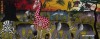 Tablou in ulei pe panza Tinga Tinga din Africa Tanzania T692811 69cm x 28cm giraffe elephant hippo zebra impala baobab monkey
