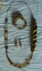 Set HANDMADE colier, bratara si cercei cu citrine si cristale galbene si matase naturala asortata