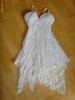 Rochie asimetrica alba din dantela cu bust gen corset marimea S-M
