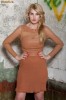 Rochie din piele ecologica cu maneci din tulle elastic