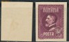 RFL 1926 Romania eseu Ferdinand 10 lei violet nedantelat, hartie cartonata