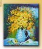 Tablou ulei in cutit - Carafa cu flori galbene (60x50cm) - pe sasiu gata de agatat