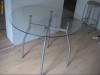 Masa rotunda metalica cu placa de sticla