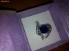 Inel Safir & Swarovski crystal 14k aur alb placat