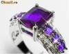 Inel Ametist  & Swarovski Crystal 14k aur alb placat