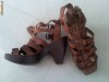 Sandale gladiator platforma KARMIN SPANIA by zara piele naturala maro noi cu eticheta, toc 9 cm 35/36 max.22,5cm