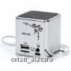 Mini BOXA cu MP3 slot USB + CARD RADIO FM AUX + INTRARE CASTI ACUMULATOR