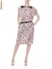 Rochie TinaR din satin roz cu flori si guler negru