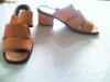Sandale papuci piele naturala intoarsa caramizii-portocalii PROFASHION by zara, toc patrat 4-5cm, noi, 36-36.5