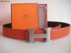 curea Hermes .. curele cu 2 fetze ..piele naturala .. negru/orange