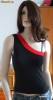 Bluza maieu asimetrica, negru cu rosu marimea M