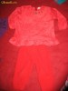 costumas rosu mas 86-92 bluzita care merge si ca rochita si pantalon