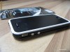 Bumper Iphone 4 / 4S Cu butoane Metalice Extra Calitate Alb cu Negru   + Cadou Folie Fata Spate ( Screen Protector and Back )