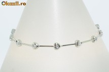 superba bratara aur alb 14K cu inimioare diamante naturale foto