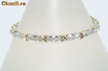 superba bratara aur 14K alb&galben diamante naturale 1,35CT foto