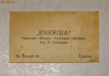 Reclama,  carte de vizita ENERGIA 1936 foto