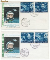 RFL 1962 ROMANIA Exil set de 2 FDC-uri zborul cosmic al SUA - colonel Glenn foto