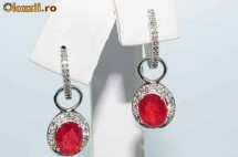 superbi cercei aur alb 14K cu safire orange si diamante naturale 3.2CT foto