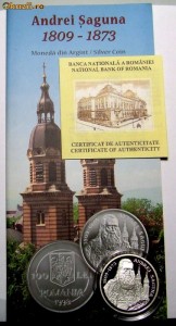 100 Lei 1998 - BNR Romania - Argint - 125 ani Andrei Saguna - TIRAJ 2000 PIESE