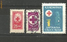 80** Romania - 3 TIMBRE FISCALE CRUCEA ROSIE