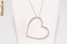 deosebit lantisor aur alb 14K cu pandantiv inima cu diamante naturale 0.80CT foto