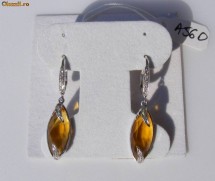 Cercei designer aur 18K, 5.2g, model UNICAT ornati cu 6.25 CARATE CITRINE si BRILIANTE !! foto