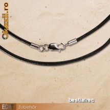 Snur de piele neagra 42,5 mm cu inchizatoare de inox Z400