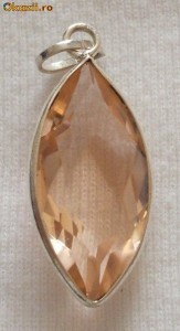 PANDANTIV PEACH QUARTZ-(4-40)- Argint 925-PROMOTIE foto